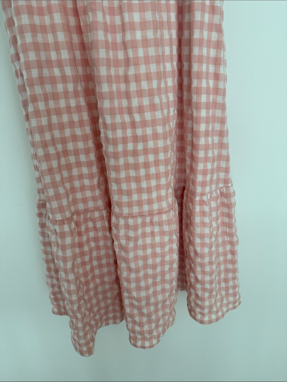 Pretty Garden Pink Gingham Midi Dress with Ruffle Straps - Picture 5 of 5